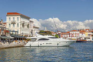 Yacht at the harbour, Porec, Istria, Croatia