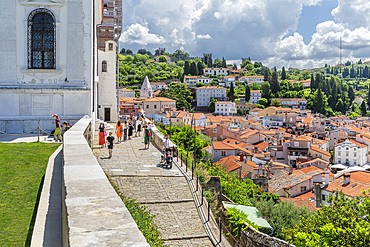 View from St.George Cathedral on Piran, Promorska, Istria, Slovenia