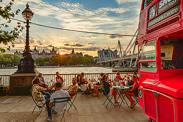 Cafe at River Thames, Southbank, London, England