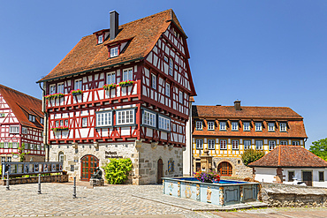 Town hall at marekt place, Vellberg, Hohenlohe, Baden-Wurttemberg, Germany