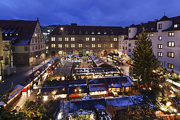 Christmas fair on Schillerplatz Square, Stuttgart, Baden Wurttemberg, Germany, Europe