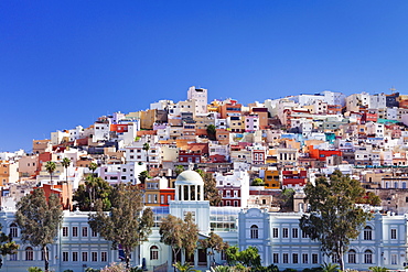 Coloured buildings in the district of San Juan, Las Palmas, Gran Canaria, Canary Islands, Spain, Europe