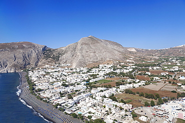 Aerial view of Monolithos and beach, Santorini, Cyclades, Aegean Sea, Greek Islands, Greece, Europe 