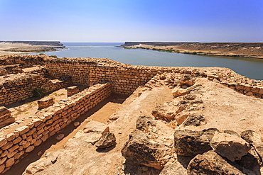 Sumhuram ruins overlooking Khor Rori (Rouri), Land of Frankincense UNESCO World Heritage Site, near Salalah, Dhofar Region, Oman, Middle East