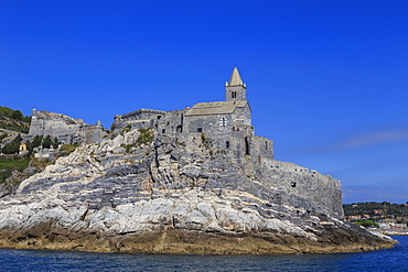 Chiesa di San Pietro, 12th century St. Peter's church, Portovenere (Porto Venere), UNESCO World Heritage Site, Liguria, Italy, Europe