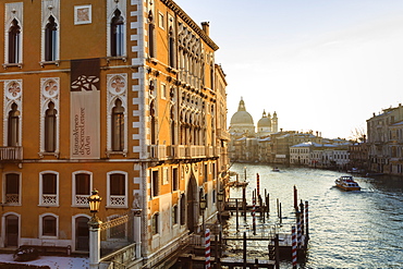 Santa Maria Della Salute, Grand Canal from Accademia Bridge, sunrise after snow, Venice, UNESCO Heritage Site, Veneto, Italy, Europe