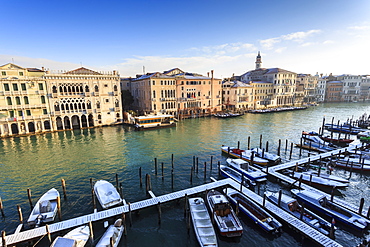 Ca D'Oro, famous Venetian Palace on Grand Canal, elevated view after snow, Venice, UNESCO World Heritage Site, Veneto, Italy, Europe