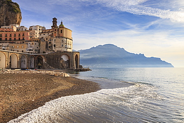 Atrani at sunrise, Amalfi Coast, UNESCO World Heritage Site, Campania, Italy, Europe