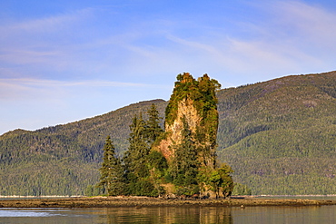 New Eddystone Rock, late afternoon summer sun, Behm Canal, Misty Fjords National Monument, Ketchikan, Alaska, United States of America, North America