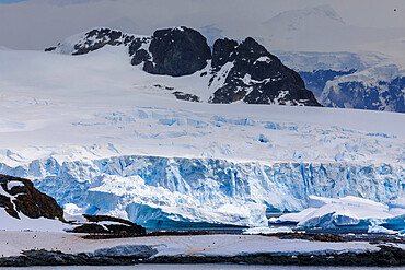 Penguin colonies, icebergs and glaciers, Cuverville Island, Errera Channel, Danco Coast, Antarctic Peninsula, Antarctica, Polar Regions