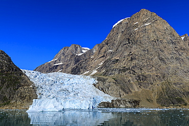 Tidewater glacier, South Skjoldungen Fjord, glorious weather, remote South East Greenland, Denmark, Polar Regions