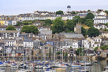 Boats moored by Falmouth in Cornwall, England, Europe