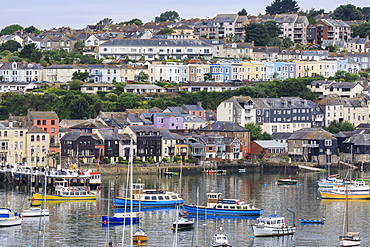 Boats moored by Falmouth in Cornwall, England, Europe