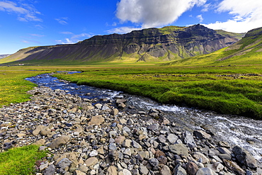 River by mountains in Grundarfjordur, Iceland, Europe