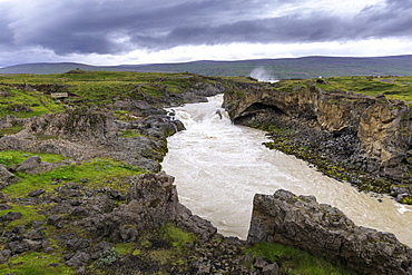 River from Godafoss waterfall in Iceland, Europe