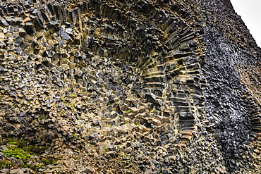 Honeycomb pattern in basalt in Vatnajokull National Park, Iceland, Europe