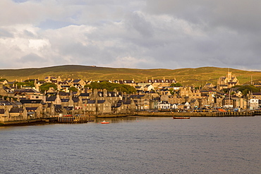 Lerwick, elevated view from the sea, morning light, Lerwick, Mainland, Shetland Isles, Scotland, United Kingdom, Europe