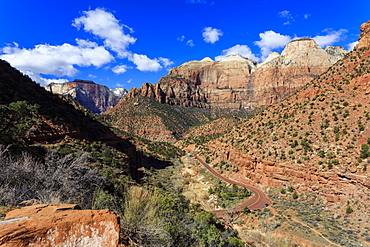 Zion Canyon View from Zion Park Boulevard, Zion National Park, Utah, United States of America, North America