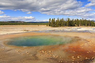 Colourful Pool, Midway Geyser Basin, Yellowstone National Park, UNESCO World Heritage Site, Wyoming, United States of America, North America