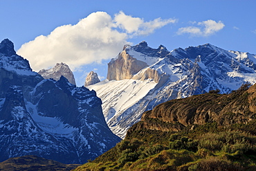 Late evening mountain view, Cordillera del Paine, Torres del Paine National Park, Patagonia, Chile, South America