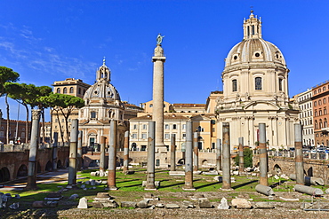 Trajan's Column and Forum, Forum area, Rome, Lazio, Italy, Europe