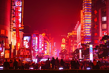 LED-illuminated night life at Nanjing Lu, Shanghai, China, Asia 