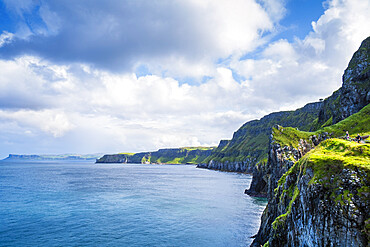 Cliffs on the Antrim coast overlooking the Irish Sea, Ulster, Northern Ireland, United Kingdom, Europe