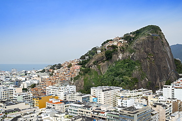 Copacabana neighbourhood and the Pavao Pavaozinho favela slum, Copacabana, Rio de Janeiro, Brazil, South America