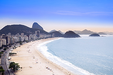 Elevated view of the beach and the Atlantic Ocean, Copacabana, Rio de Janeiro, Brazil, South America