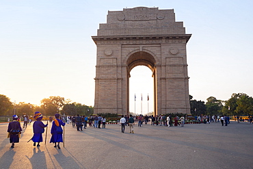 Sikhs at India Gate, designed by Sir Edwin Lutyens, New Delhi, India, Asia