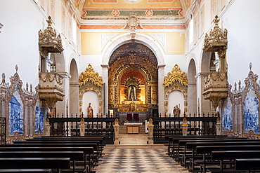 Baroque Interior of the Espinheiro Convent chapel, Evora, Alentejo, Portugal, Europe