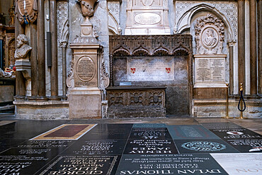 Westminster Abbey, graves and memorials in Poets Corner, UNESCO World Heritage Site, Westminster, London, England, United Kingdom, Europe