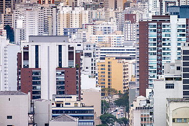 Crowded concrete apartment blocks and office buildings, Sao Paulo, Brazil, South America