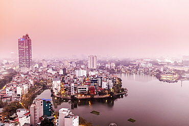 View of the central Hanoi skyline and West Lake, Hanoi, Vietnam, Indochina, Southeast Asia, Asia