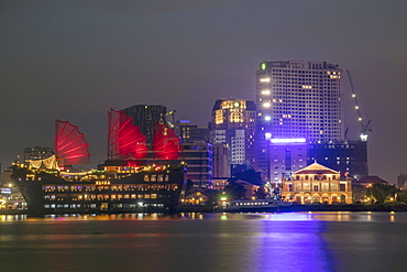 The view of the port area and the Saigon River in Ho Chi Minh City (Saigon), Vietnam, Indochina, Southeast Asia, Asia