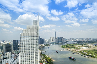 View of the city skyline and the Saigon River, Ho Chi Minh City, Vietnam, Indochina, Southeast Asia, Asia