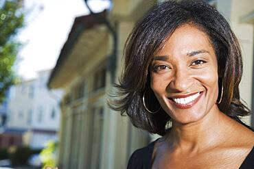 Close up of African woman smiling