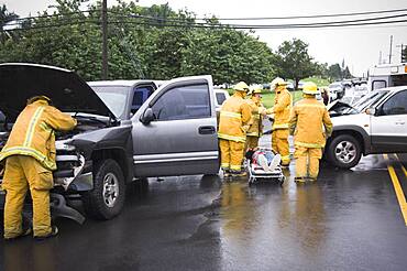 Firefighters at accident scene