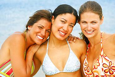 Three young women at beach