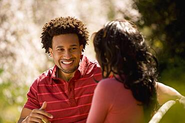 African American couple talking