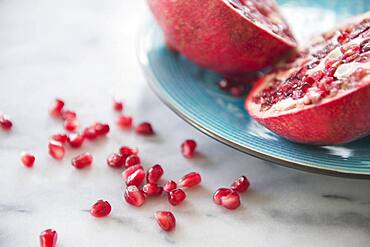 Close up of pomegranate and seeds