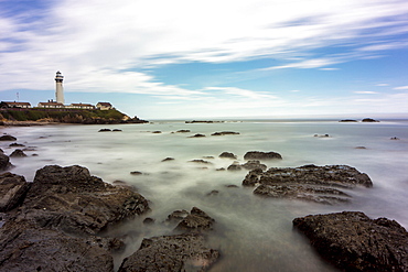 Time lapse view of ocean waves on rocky beach