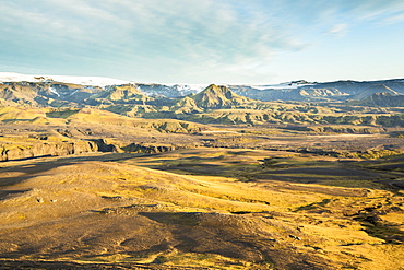 Distant hills and rock formations in remote landscape