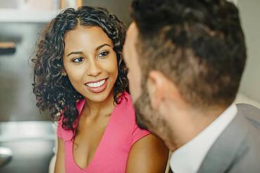 Close up of couple talking