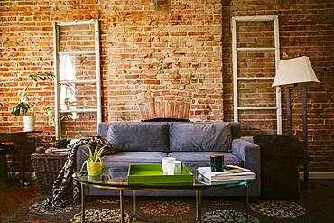 Coffee table and sofa in modern living room