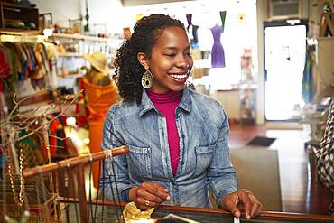 Black woman shopping in store