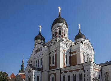 Ornate church under blue sky, Tallin, Harju County, Estonia