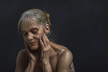 Portrait of pensive older Caucasian woman