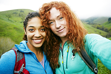 Portrait of smiling women hiking