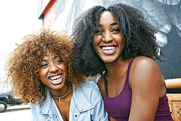 Women laughing outdoors